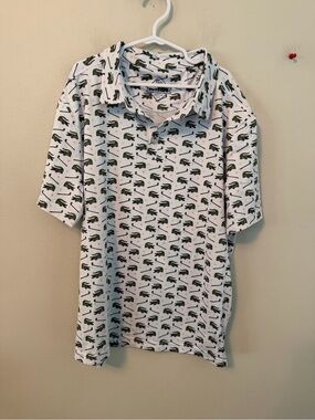 Burlebo White Alligator Print Polo Shirt